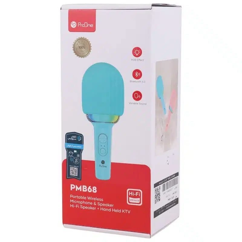 میکروفون و اسپیکر بی سیم شارژی قابل حمل پرووان مدل ProOne PMB68 - تصویر 4